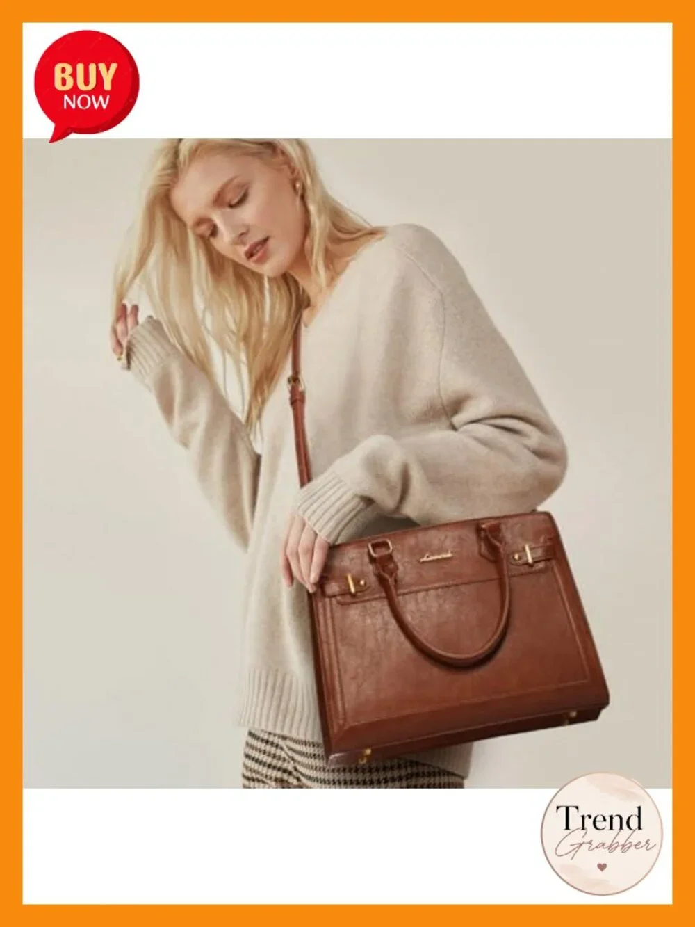 PU Leather Satchel Tote Shoulder Bag for Women Multi-Pocket Handbag